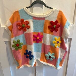 BiBi Pink and White Striped Knit Top